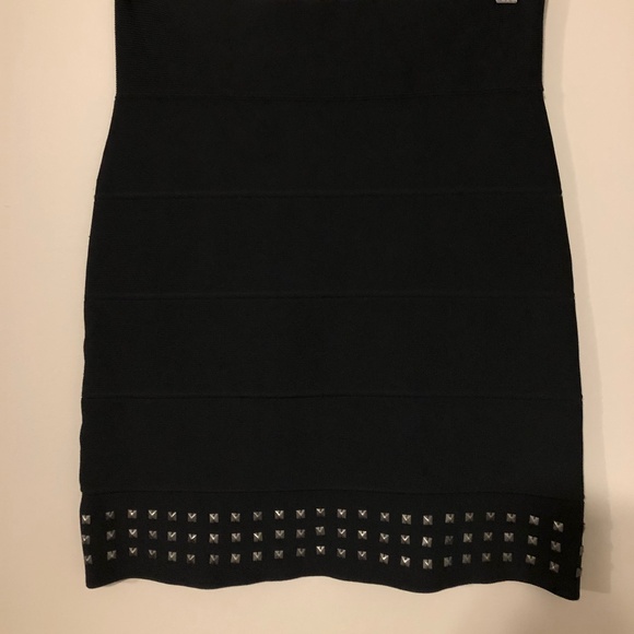 Black BCBG Studded-Hem Bandage Skirt - Picture 2 of 7